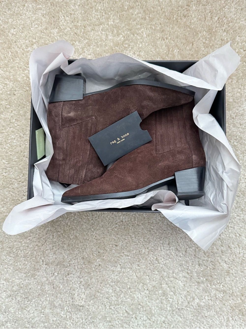 🔹 New! Rag & Bone Rylee Mocha Suede Chelsea Boots Chocolate Brown Size 8 - Picture 10 of 12